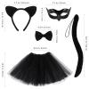 Beaupretty Black Cat Costume for Women, Cat Costume Accessories Cat Ear Headband Tail Cosplay Tutu Skirt Bow Tie Half Mask Black Animal Halloween Accessory Kit for Women Girls view 4