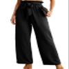 IWOLLENCE Women's Wide Leg Pants with Pockets High Waist Adjustable Knot Loose Casual Trousers Business Work Casual Pants Black Small view 1