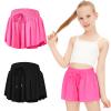 2 Packs Girls Flowy Shorts Butterfly Shorts for Kids with Pocket 2-in-1 Athletic Shorts Running Shorts for Girls Youth (Black + Hot Pink, X-Small) view 1