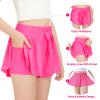 2 Packs Girls Flowy Shorts Butterfly Shorts for Kids with Pocket 2-in-1 Athletic Shorts Running Shorts for Girls Youth (Black + Hot Pink, X-Small) view 3