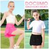 2 Packs Girls Flowy Shorts Butterfly Shorts for Kids with Pocket 2-in-1 Athletic Shorts Running Shorts for Girls Youth (Black + Hot Pink, X-Small) view 4