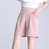 Womens Baggy Striped Bermuda Shorts High Waist Loose Comfy Lounge Shorts Summer Wide Leg Shorts with Pockets (Pink,Large) view 3