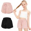 2 Packs Girls Flowy Shorts Butterfly Shorts for Kids with Pocket 2-in-1 Athletic Shorts Running Shorts for Girls Youth (Black + Light Pink, Small) view 1