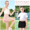 2 Packs Girls Flowy Shorts Butterfly Shorts for Kids with Pocket 2-in-1 Athletic Shorts Running Shorts for Girls Youth (Black + Light Pink, Small) view 4