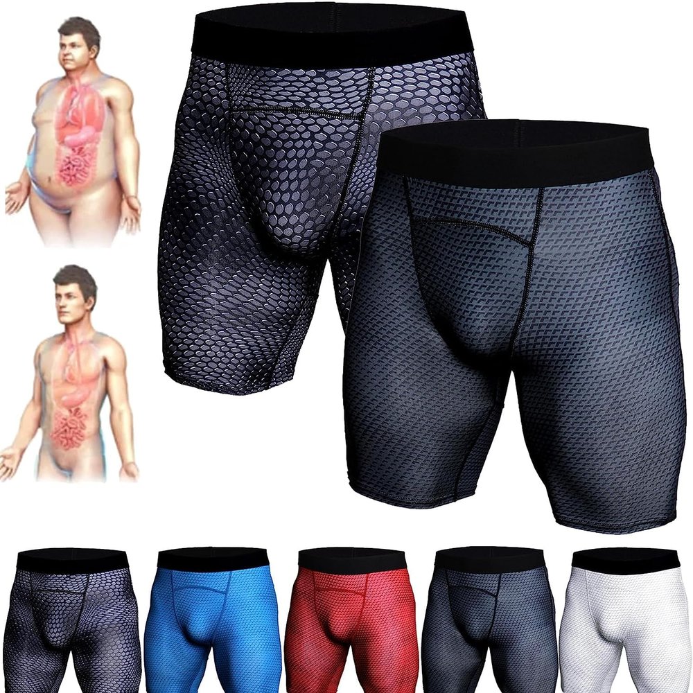 INXKED 2PCS Ionic Energy Field Therapy Compression Shorts for Men, Mens Workout Spandex Shorts, Running Performance Baselayer Underwear, Men's Tight Shorts (F,M)