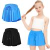 2 Packs Girls Flowy Shorts Butterfly Shorts for Kids with Pocket 2-in-1 Athletic Shorts Running Shorts for Girls Youth (Black + Blue, X-Large) view 1