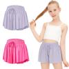 2 Packs Girls Flowy Shorts Butterfly Shorts for Kids with Pocket 2-in-1 Athletic Shorts Running Shorts for Girls Youth (Hot Pink + Lavender, X-Small) view 1