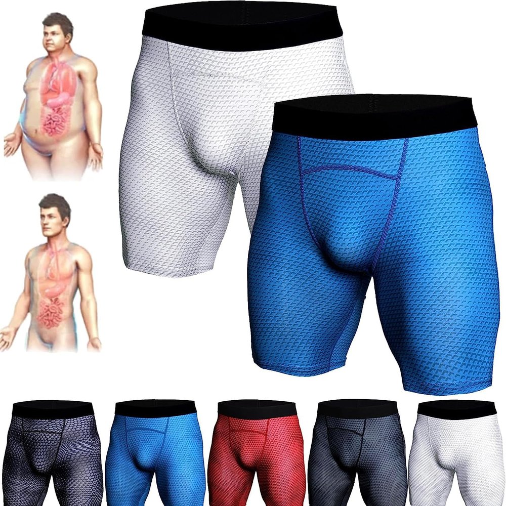 INXKED 2PCS Ionic Energy Field Therapy Compression Shorts for Men, Mens Workout Spandex Shorts, Running Performance Baselayer Underwear, Men's Tight Shorts (C,XL)
