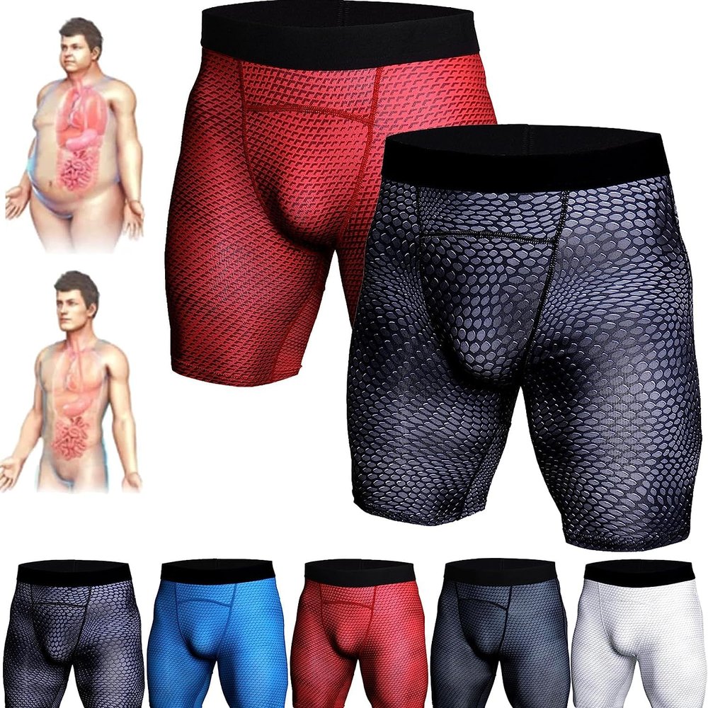 INXKED 2PCS Ionic Energy Field Therapy Compression Shorts for Men, Mens Workout Spandex Shorts, Running Performance Baselayer Underwear, Men's Tight Shorts (I,M)