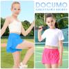DOCUMO 2 Packs Girls Flowy Butterfly Athletic Shorts with Pocket, 2-in-1, Quick Dry, Stretchable, Hot Pink + Blue, Medium view 4