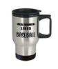 Art by Chelsydale Real Women Likes Baseball Themed Travel Mug Insulated Coffee Tumbler - Baseball Player Fan Coach Athlete Bat-and-Ball Sports Lover Funny Gag Idea view 2