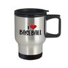 Art by Chelsydale I Love Baseball Themed Travel Mug Insulated Coffee Tumbler - Baseball Player Fan Coach Athlete Bat-and-Ball Sports Lover Funny Gag Idea view 2