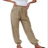 GUOLEZEEV Women Jogger Work Pants with Pockets Casual Drawstring Athleisure Ankle Pants Apricot XL view 2
