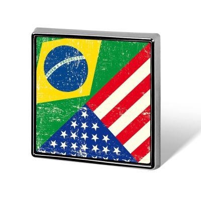 Brazil and USA Flag Square Pin Cute Brooch Badge Hat Clothing Jewelry Accessories for Wedding Party Gift