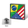 Brazil and USA Flag Square Pin Cute Brooch Badge Hat Clothing Jewelry Accessories for Wedding Party Gift view 3