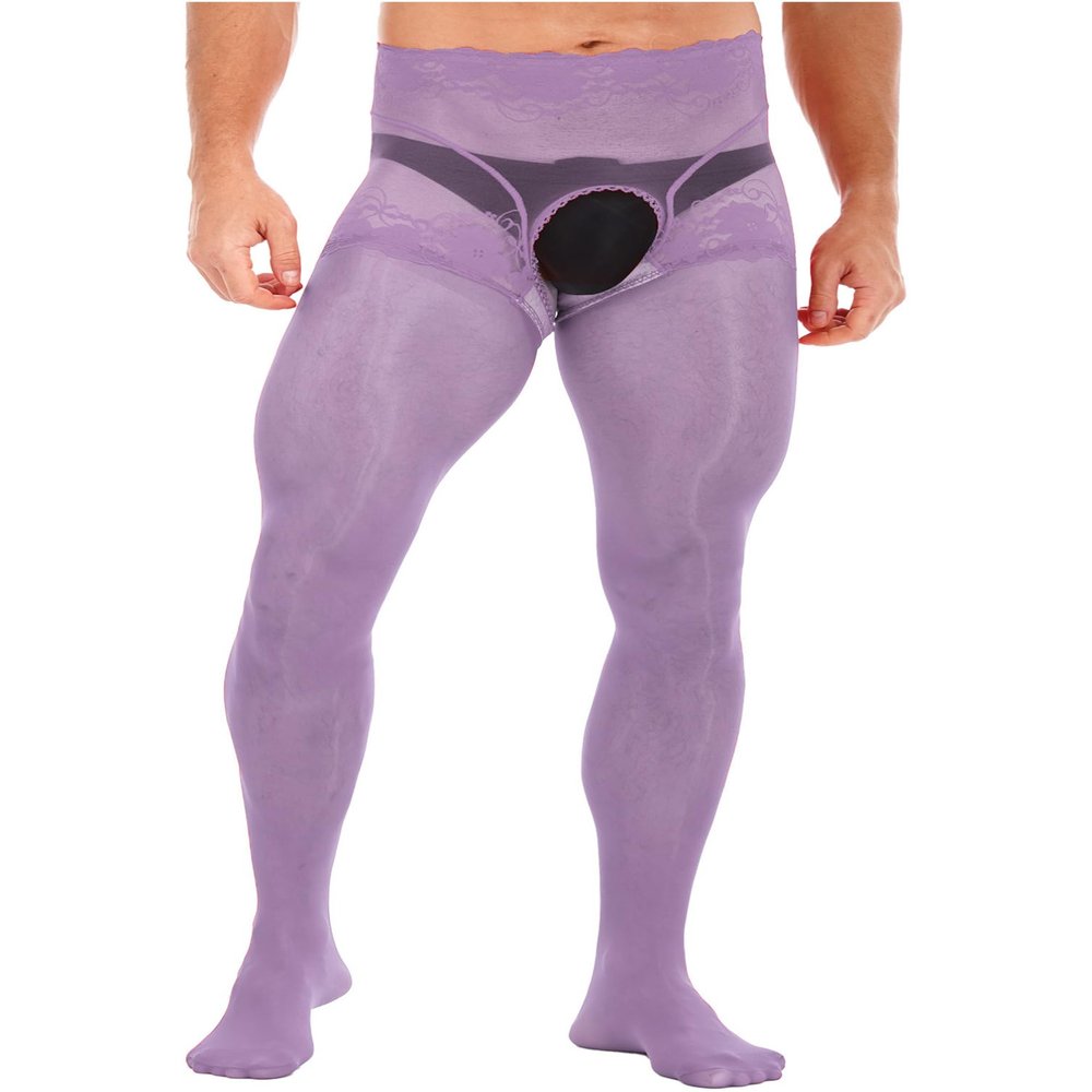 Fldy Mens Compression Long Pants Bulge Pouch Tights Trousers Seamless Underwear Yoga Athletic Tights One Light Purple A X-Large