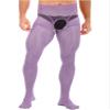 Fldy Mens Compression Long Pants Bulge Pouch Tights Trousers Seamless Underwear Yoga Athletic Tights One Light Purple A X-Large view 1