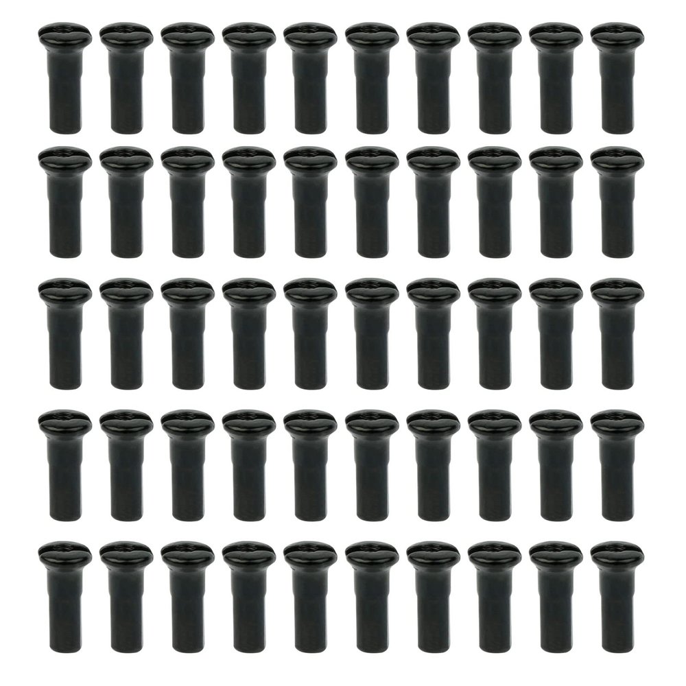 QHHVAIT 50PCS Brass Spoke Nipple 14G 13G 12G Mountain Road Bicycles Wheel E-Bike Scooter Bike Spoke Cap Brass Bike Part Coated Black