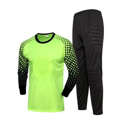 KKmeter Kids Boys Goalkeeper Padded Jersey and Pants Outfit Soccer Goalie Football T-Shirt Training Uniform (Green, 9-10)