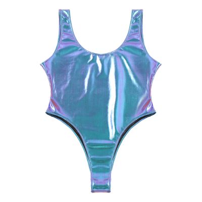 Eandarui Men's Shiny Sparkle Bodysuit Jumpsuits Tank High Cut Leotard Sleeveless Undershirts Swimsuit Colorful XX-Large
