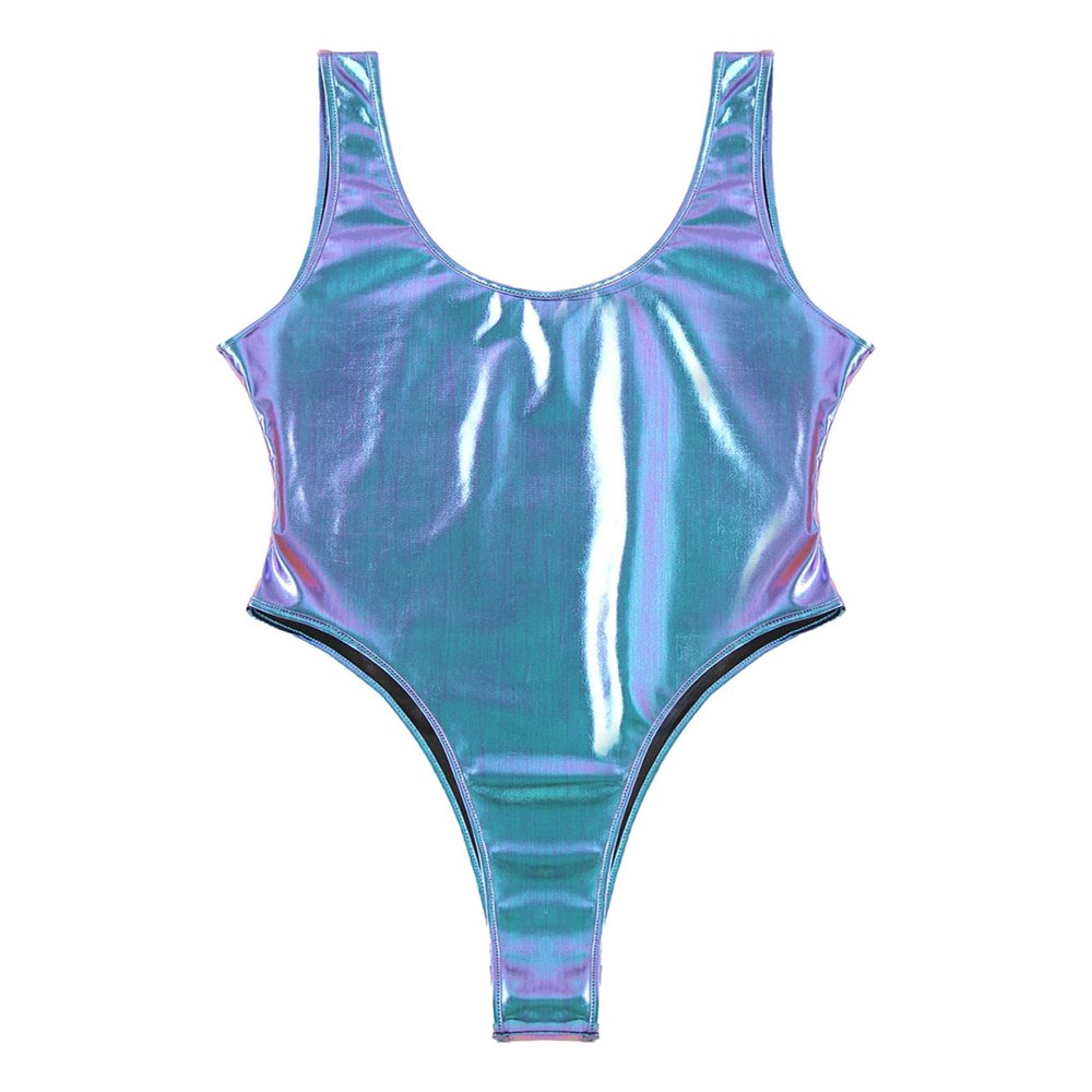 Eandarui Men's Shiny Sparkle Bodysuit Jumpsuits Tank High Cut Leotard Sleeveless Undershirts Swimsuit Colorful XX-Large