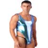 Eandarui Men's Shiny Sparkle Bodysuit Jumpsuits Tank High Cut Leotard Sleeveless Undershirts Swimsuit Colorful XX-Large view 4