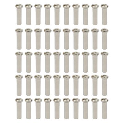 QHHVAIT 50PCS Brass Spoke Nipple 14G 13G 12G Mountain Road Bicycles Wheel E-Bike Scooter Bike Spoke Cap Brass Bike Part Coated Silver