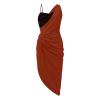 BAXLIMEK Party Dresses for Women,2023 Summer Elegant Sexy Bodycon One Shoulder Wedding Guest Dress,Trendy Pleated Irregular Slit Hem Club Evenging Cocktail Dress Bridesmaid Outfits(A-Brown,XL) view 3