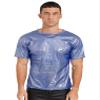 Agoky Men's Unisex's Shiny Tops Holographic Metallic Short Sleeve Shirt Sparkle Party Disco Tee Shirt Blue X-Large view 1