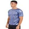 Agoky Men's Unisex's Shiny Tops Holographic Metallic Short Sleeve Shirt Sparkle Party Disco Tee Shirt Blue X-Large view 2