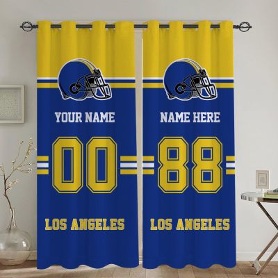 Midkepf Los Angeles Blackout Curtain Panels Custom Name Number Curtains for Bedroom Personalized Football Style Drapes Gift for Men Fans 2 Panels