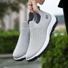 Men's Running Shoes Breathable Knit Slip On Sneakers Lightweight Mesh Workout Casual Sports Shoes Athletic Gym Shoes Grey view 3