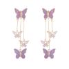 COLORFUL BLING Crystal Butterfly Pendant Necklace,Crystal Tassel Zircon Dangle Earrings Purple Butterfly-earring view 1