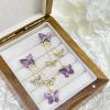 COLORFUL BLING Crystal Butterfly Pendant Necklace,Crystal Tassel Zircon Dangle Earrings Purple Butterfly-earring view 2