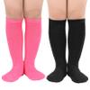 Century Star Toddler Soccer Socks for Girls Boys Baseball Socks Youth Softball Sock Kids Breathable Athletic Socks for Sports 2 Pair Black & Rose 1-3 Years view 1