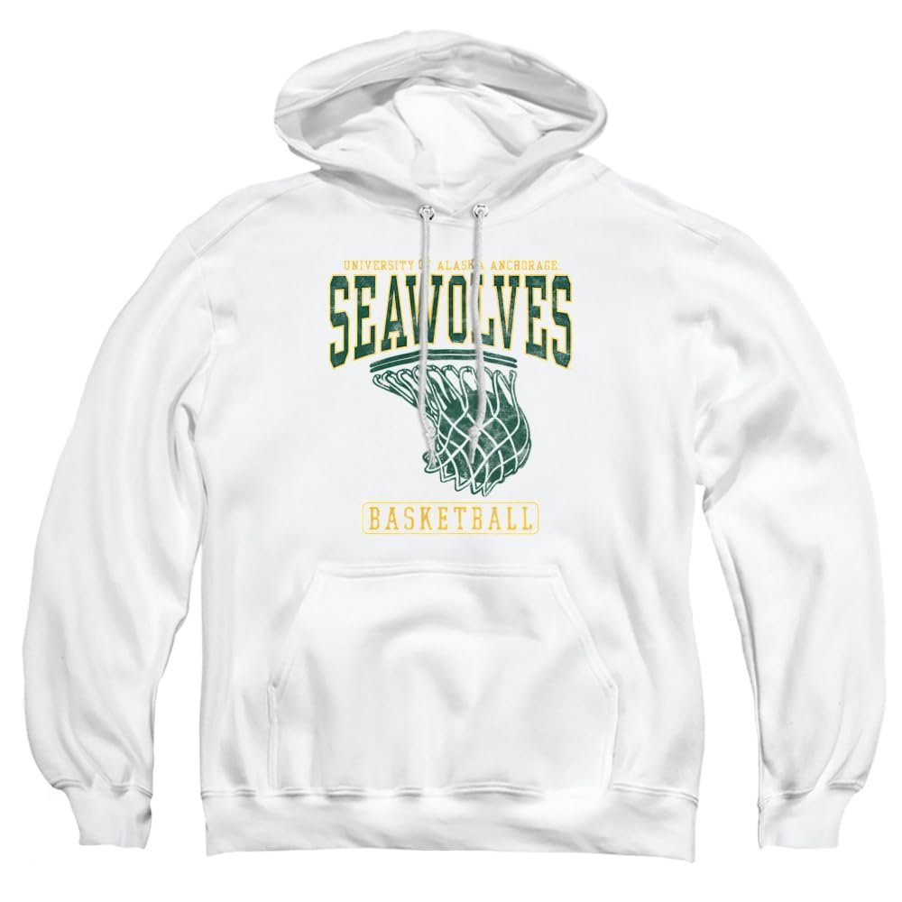 University of Alaska Anchorage Official Football Helmet Unisex Adult Pull-Over Hoodie, White, X-Large