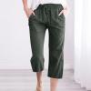 XUNRYAN Capris for Women Casual Summer 2023 Capri Leggings Lightweight High Waist Linen Cargo Pants Pockets Cropped Trousers view 2