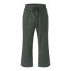 XUNRYAN Capris for Women Casual Summer 2023 Capri Leggings Lightweight High Waist Linen Cargo Pants Pockets Cropped Trousers view 3
