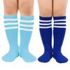 Century Star Toddler Soccer Socks for Girls Boys Baseball Socks Youth Softball Sock Kids Breathable Athletic Socks for Sports 2 Pair Light Blue White & Royal Blue White 6-9 Years view 1