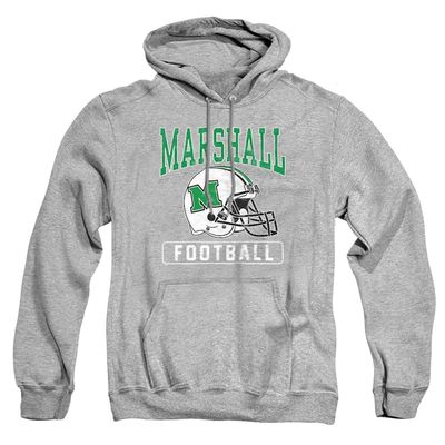 Marshall University Official Football Helmet Unisex Adult Pull-Over Hoodie, Athletic Heather, 2X-Large