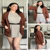 Arach&Cloz Women's 2025 Lightweight Open Front Cardigan Sweaters with Pocket Summer Fashion Button Down Trendy Clothing Brown S view 2