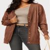 Arach&Cloz Women's 2025 Lightweight Open Front Cardigan Sweaters with Pocket Summer Fashion Button Down Trendy Clothing Brown S view 4