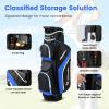 Goplus Golf Cart Bag with 14-Way Top Dividers, Golf Cart Bag Golf Club Bag with 9 Zippered Pockets, Cooler Bag, Rain Hood, Shoulder Strap, Carry Handle, Lightweight Golf Bag for Men Women (Black+Blue) view 3