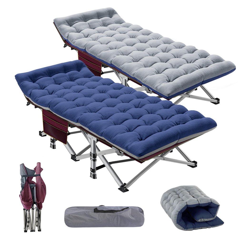 Barbella Folding Camping Cot, 2 Pack Folding Cot Camping Cots for Adults, Portable Sleeping Cot with Mattress Foldable Outdoor Bed Camp Cots Guest Bed with Carry Bag for Home, Office & Outdoor Use