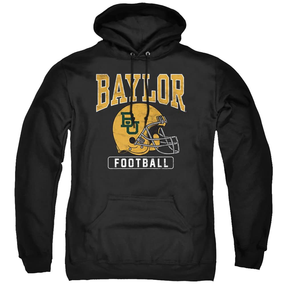 Baylor University Official Football Helmet Unisex Adult Pull-Over Hoodie, Black, Small