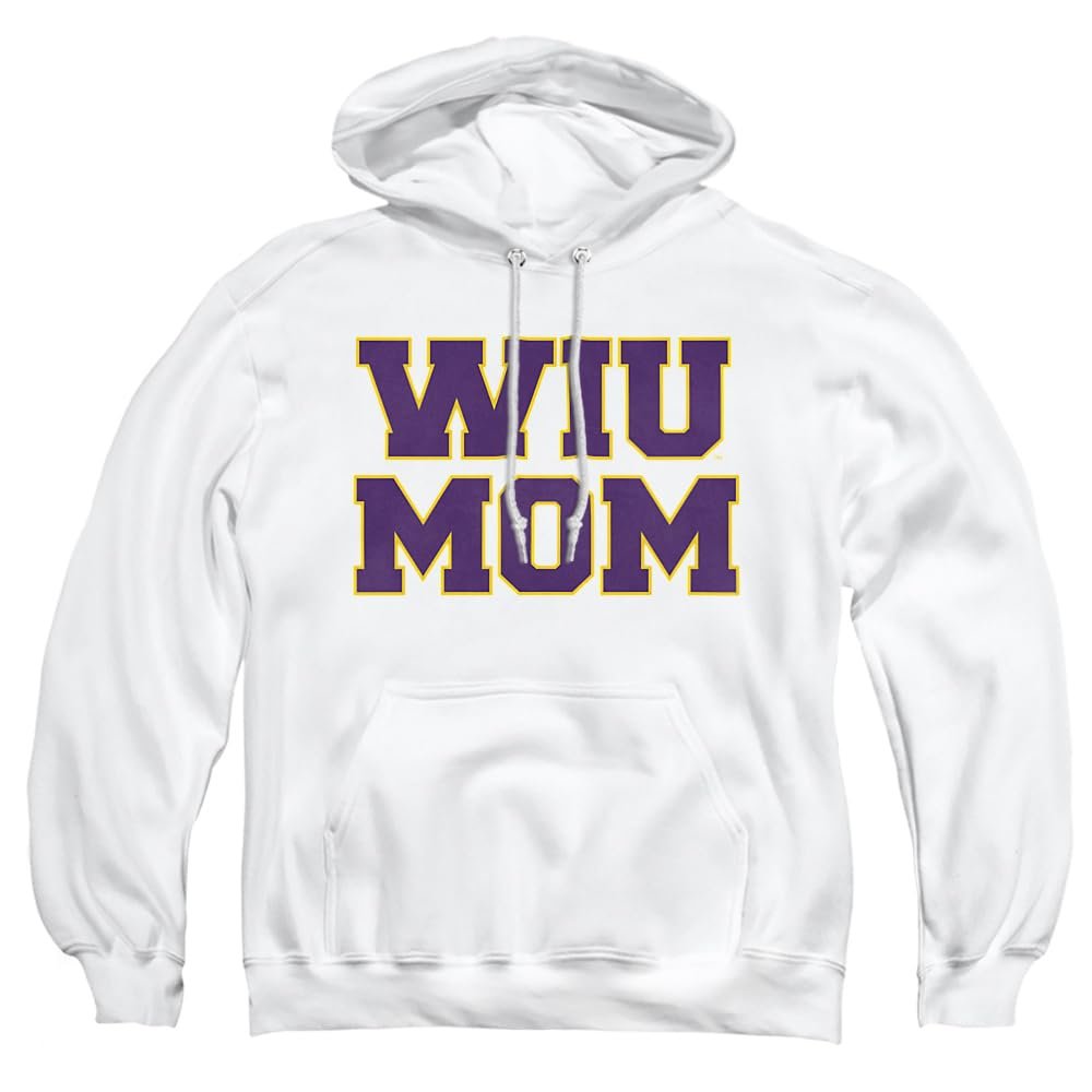 Western Illinois University Official Mom Unisex Adult Pull-Over Hoodie, White, Medium