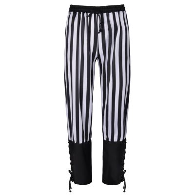 Mens Medieval Capris Drawstring Waist Ankle Banded Pants Viking Navigator Pirate Trousers Renaissance Gothic Pants Black