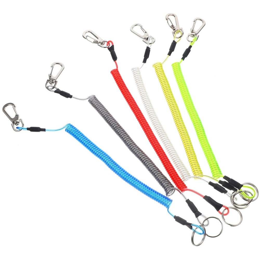 Sosoport 6pcs Heavy Duty Fishing Lanyard Retractable Coiled Tether Safety Rope for Kayaking Boating and Outdoor Sports Portable Protective Gear for Fishing Rods and Tools