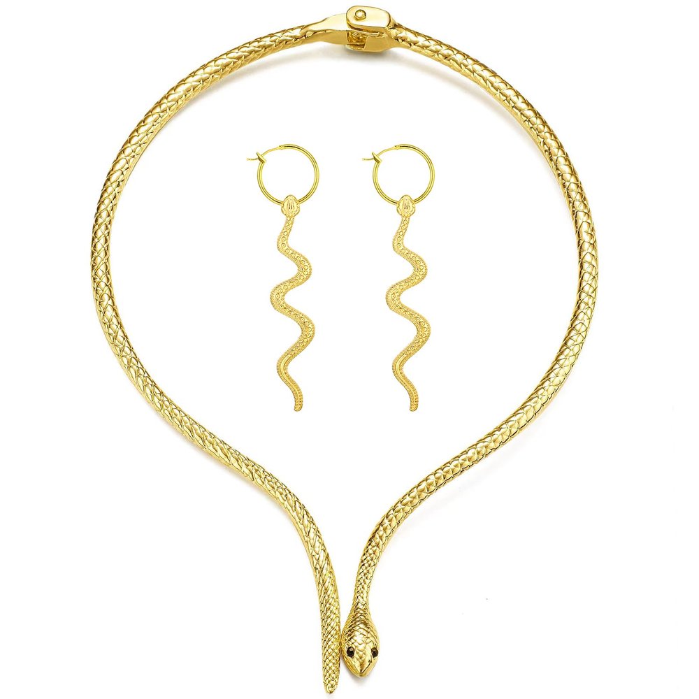Long tiantian Snake Bracelet Necklace for Women Gold Bendable Snake Jewelry Glexible Choker Necklace for Hollween Party Costume Accessories 2025