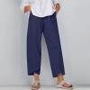 XUNRYAN Capris for Women Casual Summer 2023 Capri Leggings Lightweight High Waist Linen Cargo Pants Pockets Cropped Trousers view 2